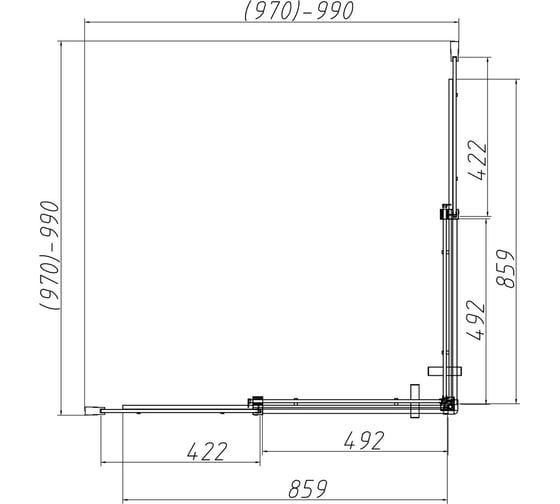 Душевой уголок VINCEA Dice 1000x1000, хром, стекло прозрачное VSS-4D100CL