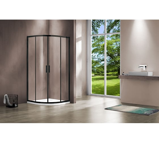 Душевой уголок VINCEA Garda 900x900, черный, стекло прозрачное VSQ-1G900CLB