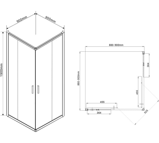 Душевой уголок VINCEA Garda 900x900, черный, стекло шиншилла VSS-1G900CHB