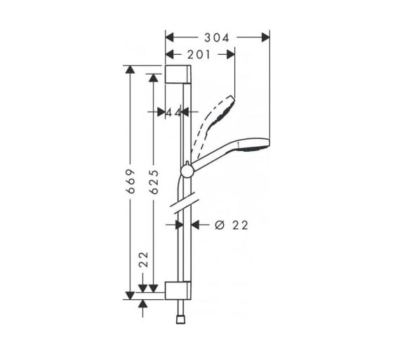 Душевой гарнитур HANSGROHE 26584400 Croma Select E 1jet 65 см 00000041370