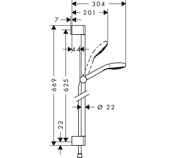 Душевой гарнитур HANSGROHE 26564400 Croma Select S 1jet 65 см 00000041371
