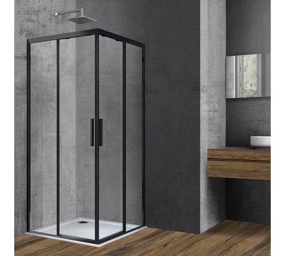 Душевой уголок VINCEA Soft 900x900, черный, стекло прозрачное VSS-3SO900CLB