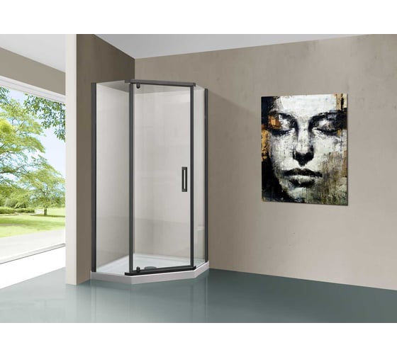 Душевой уголок VINCEA Stresa 900x900, вороненая сталь, стекло прозрачное VSP-1S900CLGM