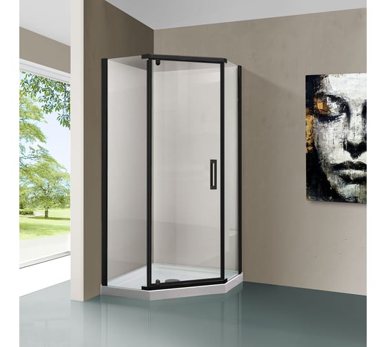 Душевой уголок VINCEA Stresa 1000x1000, черный, стекло прозрачное VSP-1S100CLB