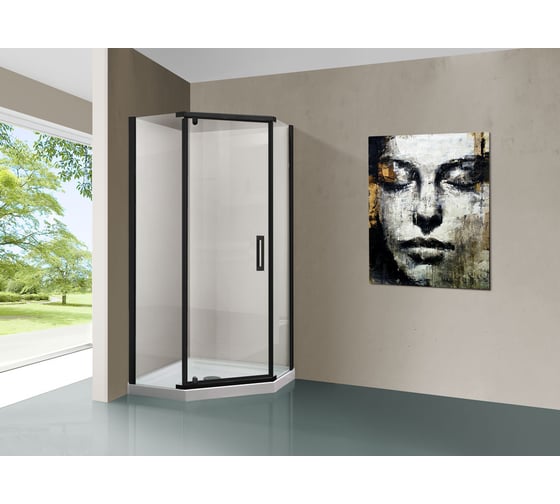 Душевой уголок VINCEA Stresa 1000x1000, черный, стекло прозрачное VSP-1S100CLB
