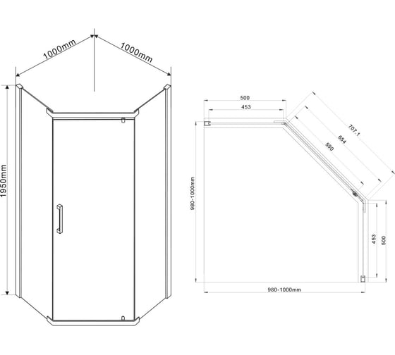 Душевой уголок VINCEA Stresa 1000x1000, черный, стекло прозрачное VSP-1S100CLB