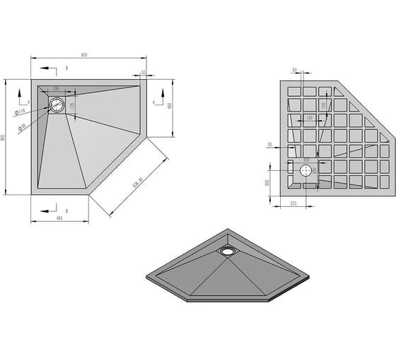 Поддон для душа из искусственного камня VINCEA 900x900x25, бежевый VST-4SP9090C