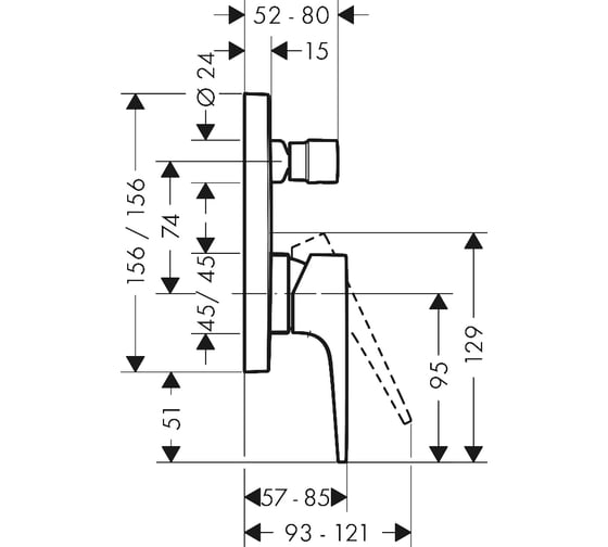 Внешняя часть смесителя для ванны HANSGROHE 32545140 Metropol 00000071087