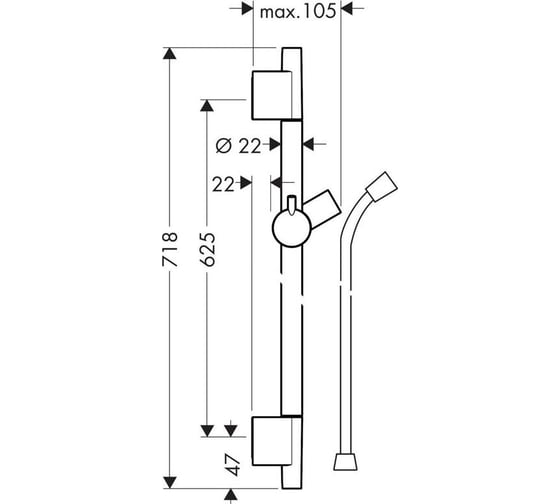 Штанга для душа HANSGROHE 28632140 Unica S Puro 00000071145