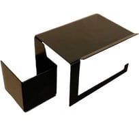 Держатель для туалетной бумаги ГеоПластБорд 23x11x10 см, с полочкой и отсеком для освежителя, квадрат, правый, цвет черный D12BP