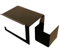 Держатель для туалетной бумаги ГеоПластБорд 23x11x10 см, с полочкой и отсеком для освежителя, квадрат, левый, цвет черный D12-02BL