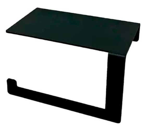 Держатель для туалетной бумаги ГеоПластБорд с полочкой, 16x10.5x9.5 см, левый, цвет черный D01-01BL