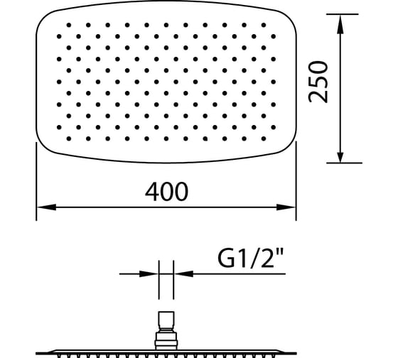 Верхний душ CLEVER SLIM INOX AIR 400х250 99601