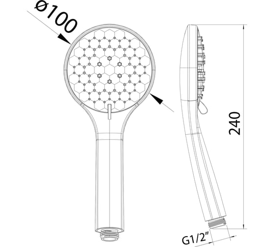 Лейка для душа CLEVER HEXAGON AIR д.100 5 режимов 60307