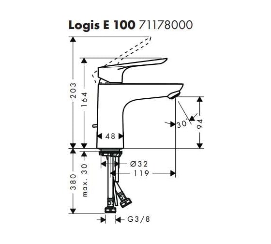 Смеситель для раковины HANSGROHE Logis E 100 71178000 00000068510