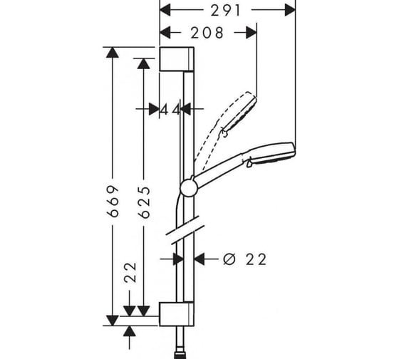 Душевой гарнитур HANSGROHE Crometta 100 Multi 65 см, белый/хром 26650400 00000040361