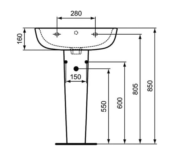 Колонна Ideal Standard ESEDRA для умывальников 50 см, 55 см, 60 см и 65 см T283901 00000064019