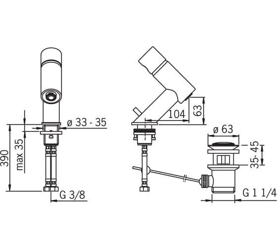 Cмеситель для раковины ORAS ALESSI 8500F 00000017533