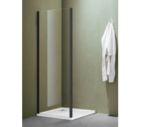 Боковая часть душевого ограждения SANTREK AQUA Lea- SP-700-C-Matt Black 700x1850 стекло прозрачное 5мм, профиль Черный 314078