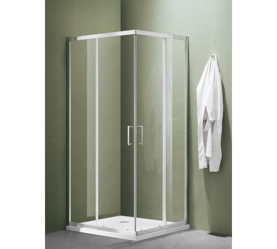 Душевое ограждение SANTREK AQUA Lea-CR-800-C-Chrome 800x800x1850 Г-образное стекло прозрачное 5мм, профиль хром 308493
