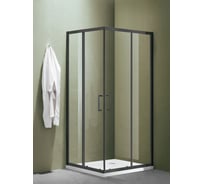 Душевое ограждение SANTREK AQUA Lea-CR-800-C-Matt Black 800x800x1850 Г-образное стекло прозрачное 5мм, профиль чёрный 315639