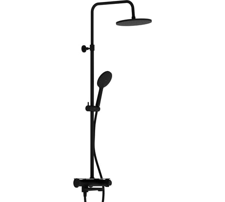 Душевая система с ванно-душевым ТМС смесителем-полкой Damixa Jupiter черный 977760300