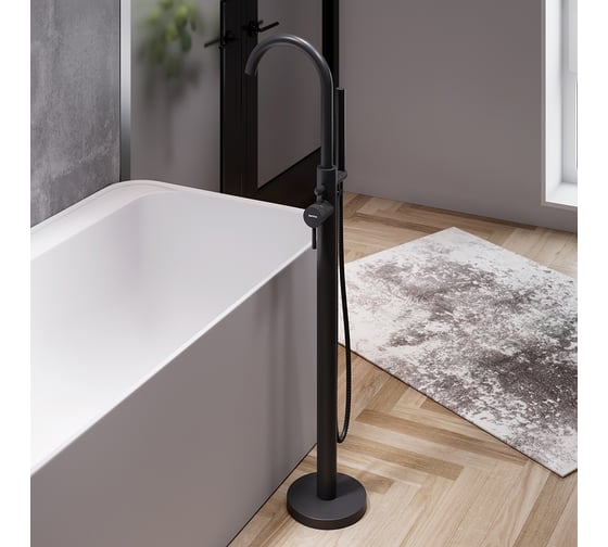 Смеситель для ванны и душа Damixa Scandinavian Pure, отдельностоящий, черный матовый 365000300