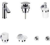 Смеситель для раковины в ванную комнату Wellsee ICON! for life в наборе 6 в 1 201000221