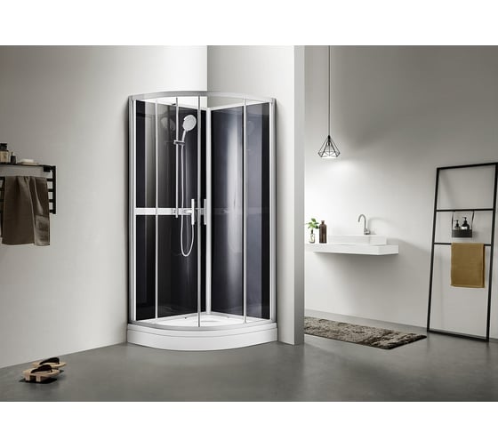 Душевая кабина Azario DENVER 900*900(2000+150) прозрачное стекло 4 мм, Easy Clean, задняя панель черная, профиль серый (4м) AZ-N10812 00078855