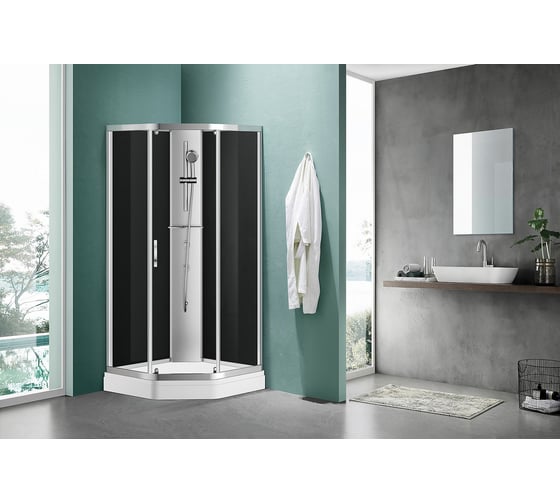 Душевая кабина Azario DENVER прозрачное стекло 4 мм, с покрытием Easy Clean, задняя панель черная, профиль хром (4м) AZ-N10806 00078853