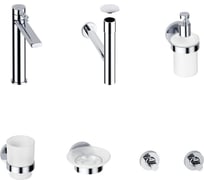 Высокий смеситель для накладной раковины Wellsee ONCE! and forever в наборе 7 в 1 201000326