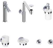 Высокий смеситель для накладной раковины Wellsee ONCE! and forever в наборе 7 в 1 201000336