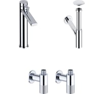 Высокий смеситель для накладной раковины Wellsee ONCE! and forever в наборе 4 в 1 201000196