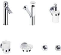 Высокий смеситель для накладной раковины Wellsee ONCE! and forever в наборе 7 в 1 201000316