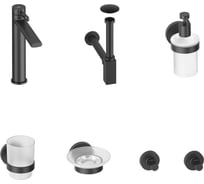 Высокий смеситель для накладной раковины Wellsee ONCE! and forever в наборе 7 в 1 201000322