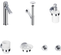 Высокий смеситель для накладной раковины Wellsee ONCE! and forever в наборе 7 в 1 201000331