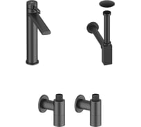 Высокий смеситель для накладной раковины Wellsee ONCE! and forever в наборе 4 в 1 201000157