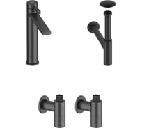 Высокий смеситель для накладной раковины Wellsee ONCE! and forever в наборе 4 в 1 201000197