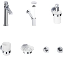 Высокий смеситель для накладной раковины Wellsee ONCE! and forever в наборе 7 в 1 201000321