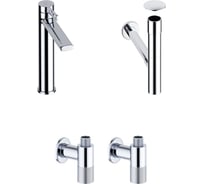 Высокий смеситель для накладной раковины Wellsee ONCE! and forever в наборе 4 в 1 201000176