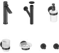 Высокий смеситель для накладной раковины Wellsee ONCE! and forever в наборе 7 в 1 201000327