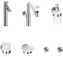 Высокий смеситель для накладной раковины Wellsee ICON! for life в наборе 7 в 1 201000311