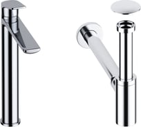 Высокий смеситель для накладной раковины Wellsee ICON! for life в наборе 3 в 1 201000031