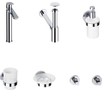 Высокий смеситель для накладной раковины Wellsee ICON! for life в наборе 7 в 1 201000291