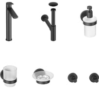 Высокий смеситель для накладной раковины Wellsee ICON! for life в наборе 7 в 1 201000307