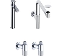 Высокий смеситель для накладной раковины Wellsee ICON! for life в наборе 4 в 1 201000211