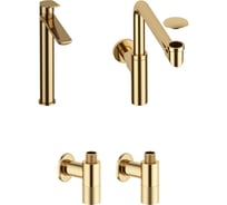 Высокий смеситель для накладной раковины Wellsee ICON! for life в наборе 4 в 1 201000213