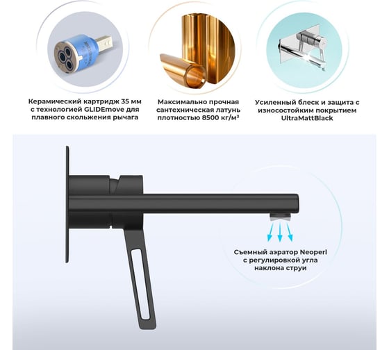 Встраиваемый смеситель для раковины Wellsee ONCE! and forever в наборе 3 в 1 201000447