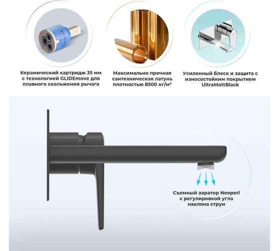Встраиваемый смеситель для раковины Wellsee ICON! for life в наборе 7 в 1 201000502