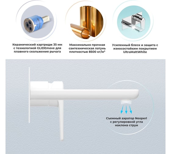 Встраиваемый смеситель для раковины Wellsee ICON! for life в наборе 7 в 1 201000505